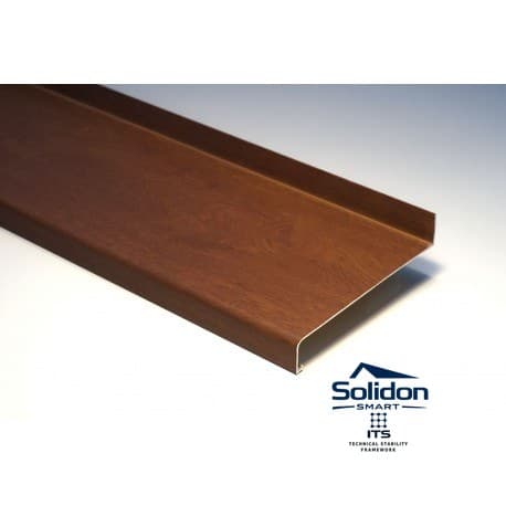 Set glaf aluminiu, latime 13,5 cm x 227 cm lungime, stejar auriu, cu capace laterale, pentru ferestre, aluminiu extrudat