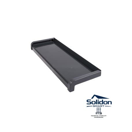 Set glaf aluminiu, latime 22,5 cm x 65 cm lungime, gri antracit, cu capace laterale, pentru ferestre, aluminiu extrudat