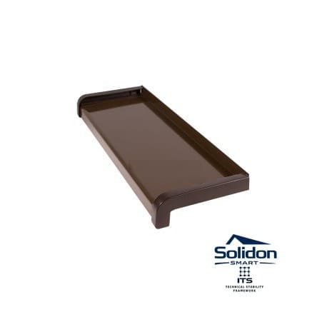 Set glaf aluminiu, latime 34 cm x 166 cm lungime, maro, cu capace laterale, pentru ferestre, aluminiu extrudat