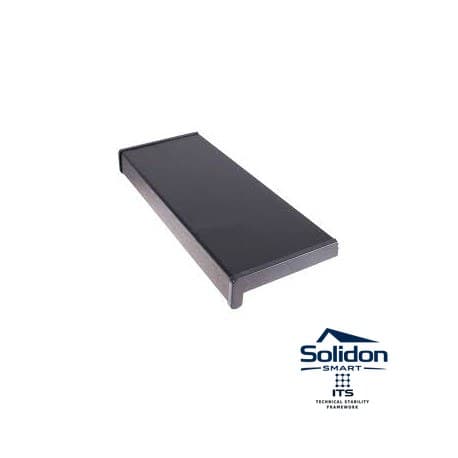Set glaf pvc, latime 15 cm x 240 cm lungime, gri antracit, cu capace laterale, pentru ferestre